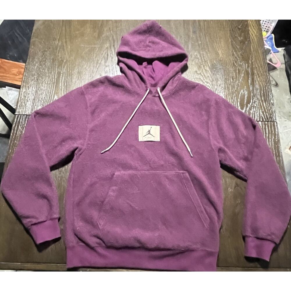 NIKE JORDAN FLIGHT HERITAGE MEN’S PULLOVER HOODIE Wool Sz Small Burgundy ￼